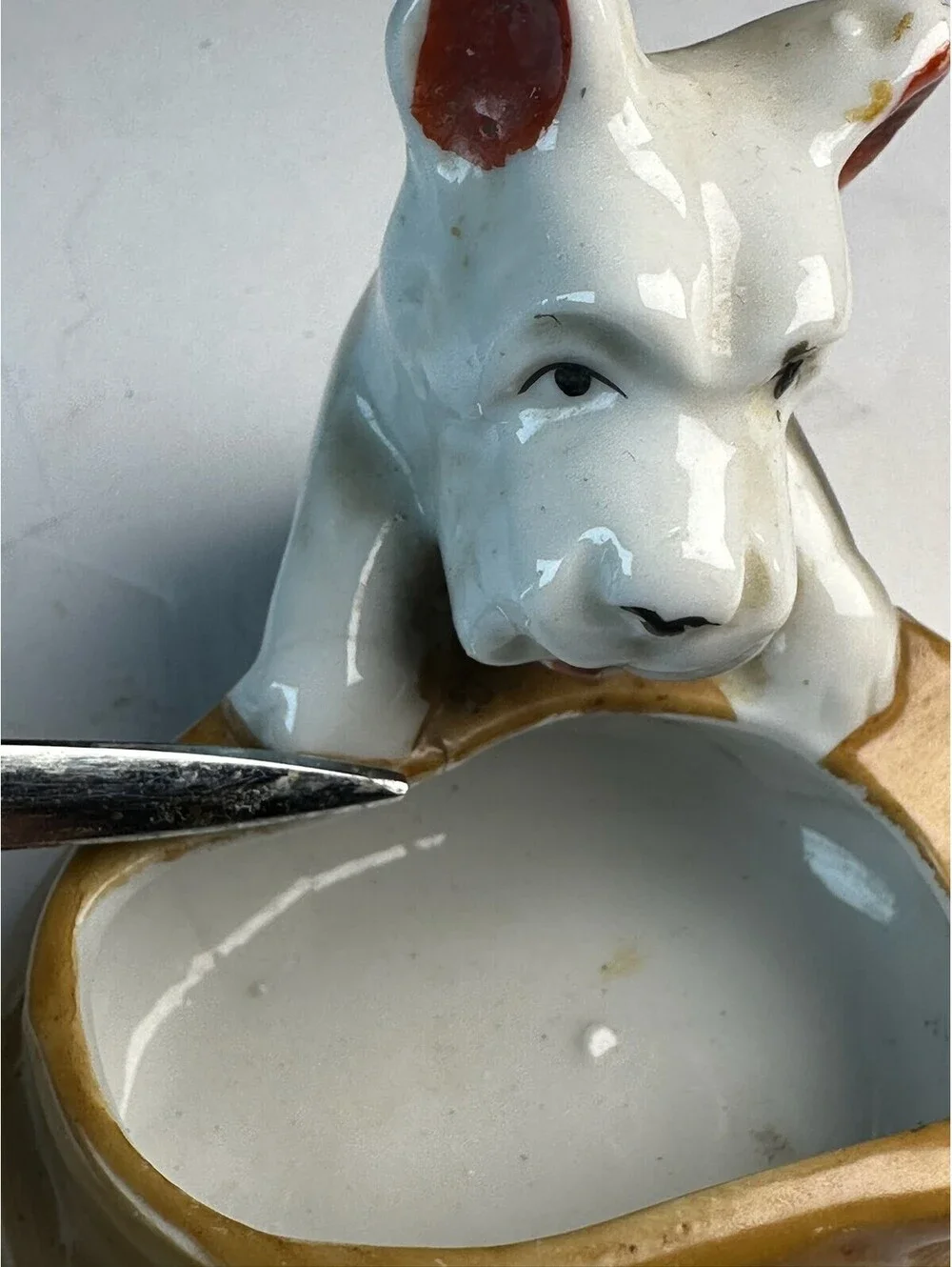 Vintage Occupied Japan Ceramic Dog Figurine Planter Trinket Dish D-3
